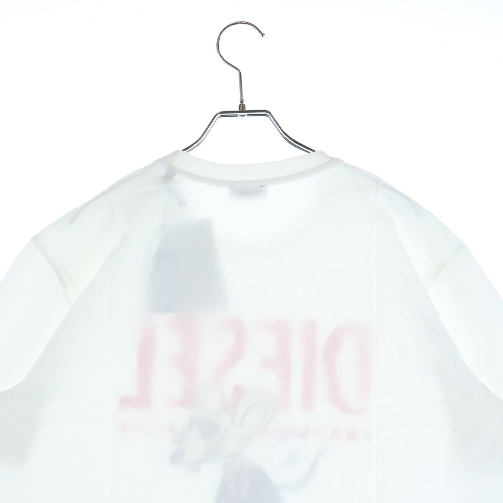 DIESEL(ディーゼル) ロゴプリント クルーネックコットン半袖Tシャツ ホワイト