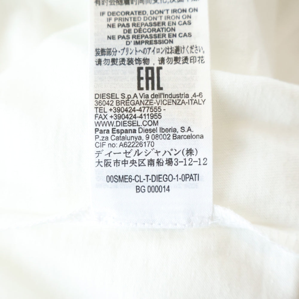 DIESEL(ディーゼル) ロゴプリント クルーネックコットン半袖Tシャツ ホワイト