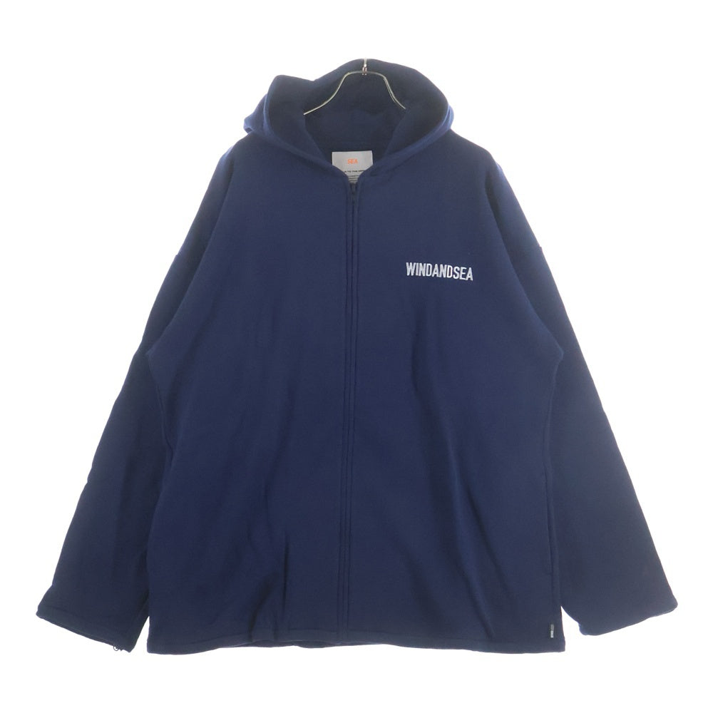 WIND AND SEA(ウィンダンシー) 19AW SEA BIG ZIP HOODIE ロゴプリント オーバーサイズ ジップパーカー ネイビー WDS-19A-SW-09