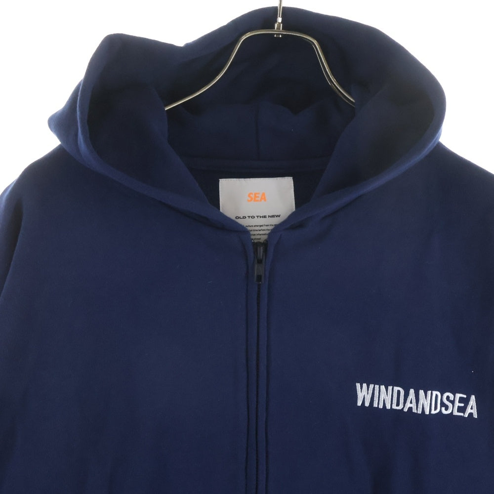 WIND AND SEA(ウィンダンシー) 19AW SEA BIG ZIP HOODIE ロゴプリント オーバーサイズ ジップパーカー ネイビー WDS-19A-SW-09