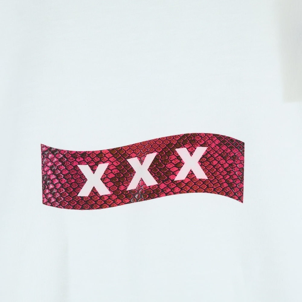GOD SELECTION XXX(ゴッドセレクショントリプルエックス) 19SS パイソンロゴプリント クルーネックコットン半袖Tシャツ ホワイト GX-S19-6ST-07