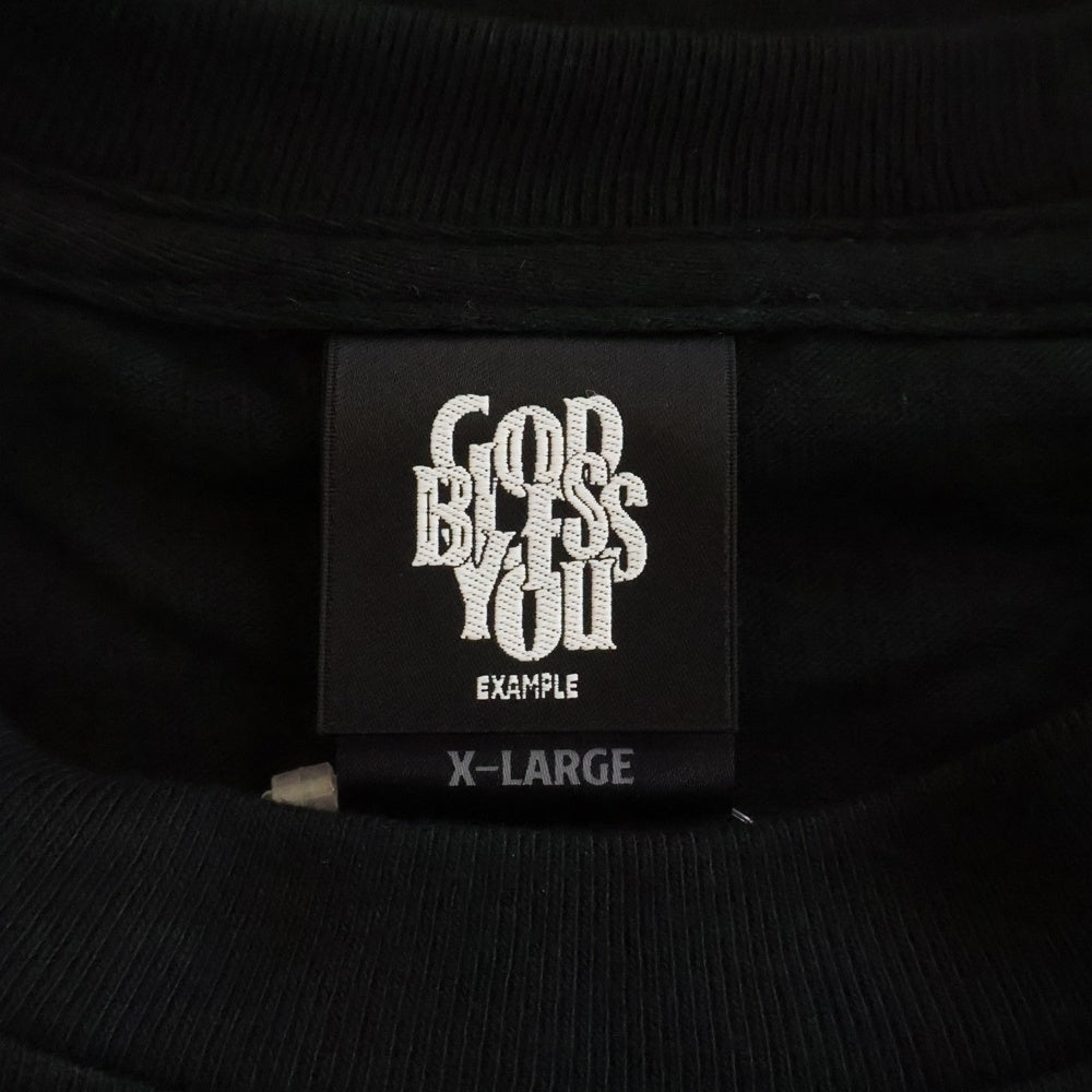 NO BRAND(ノーブランド) GOD BLESS YOU/ゴッドブレスユー ロゴプリント クルーネックコットン半袖Tシャツ ブラック