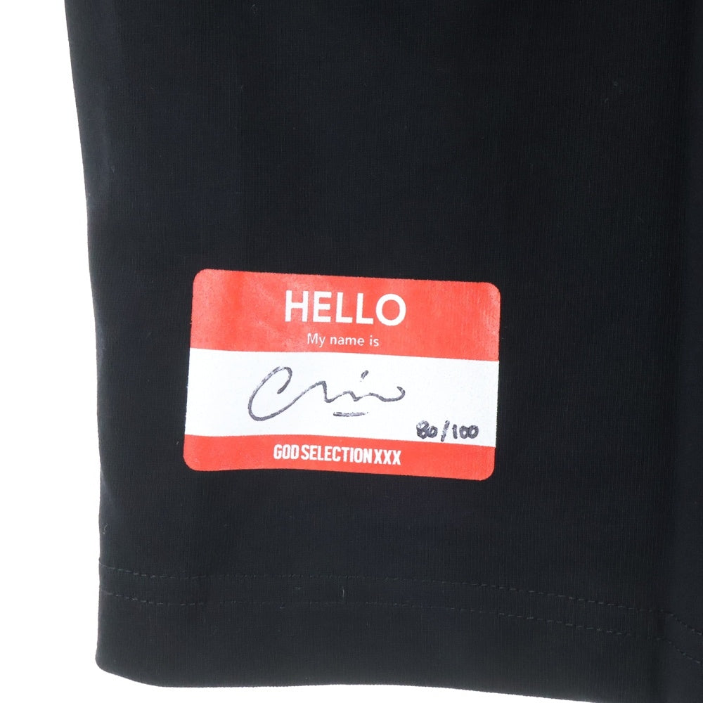 GOD SELECTION XXX(ゴッドセレクショントリプルエックス) 21AW CHRIS NAMAIZAWA TEE クリス ナマイザワ クルーネックコットン半袖Tシャツ ブラック GX-A21-CRST-13
