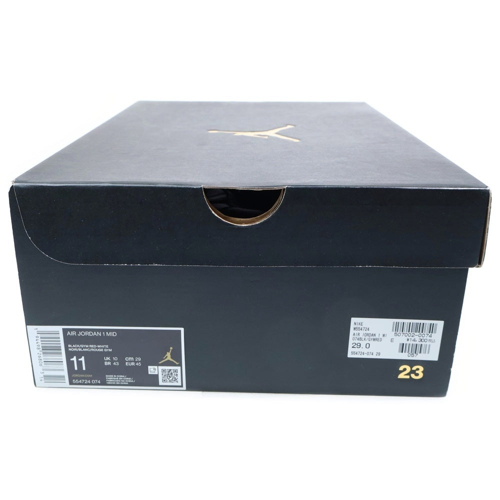 NIKE(ナイキ) AIR JORDAN 1 MID BRED エアージョーダン ブレッド ハイカットスニーカー ブラック/レッド US11/29cm 554724-074