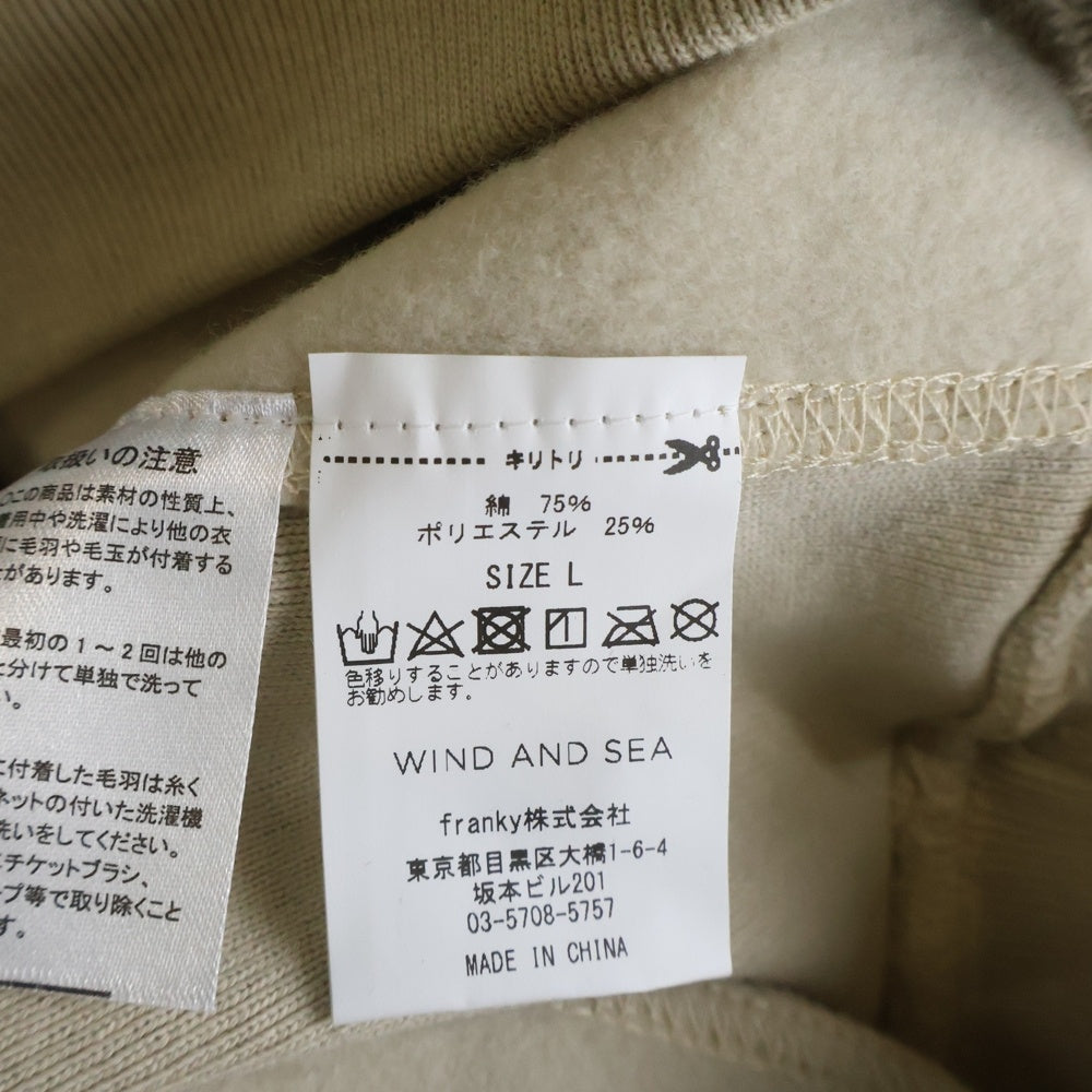 WIND AND SEA(ウィンダンシー) 3周年記念 プリントロゴ スウェットプルオーバーパーカー ベージュ WDS-NKM-01