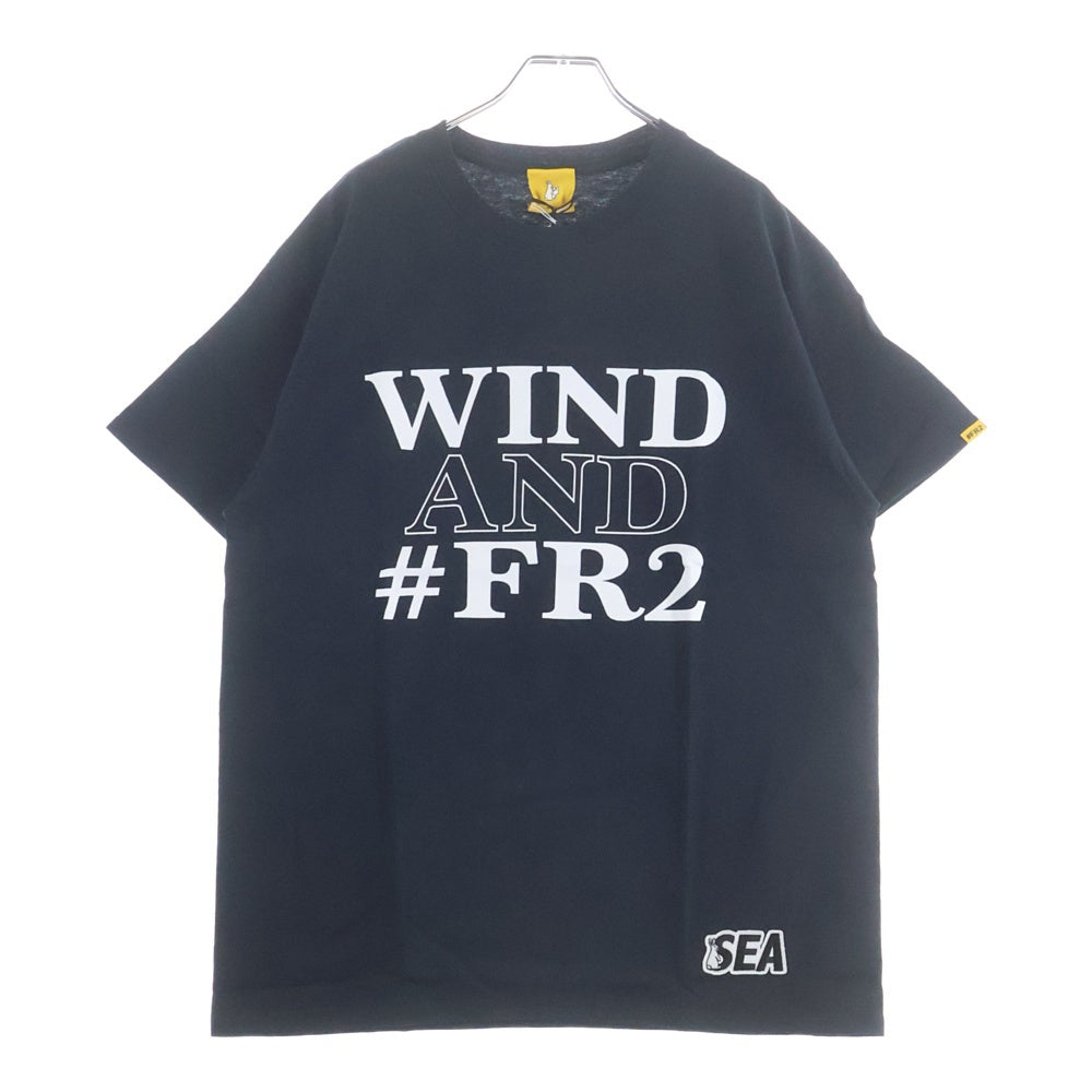 WIND AND SEA(ウィンダンシー) ×FR2 PATCH T-SHIRT エフアール 2 ロゴ パッチ クルーネックコットン半袖Tシャツ ブラック WDS-FR2-02