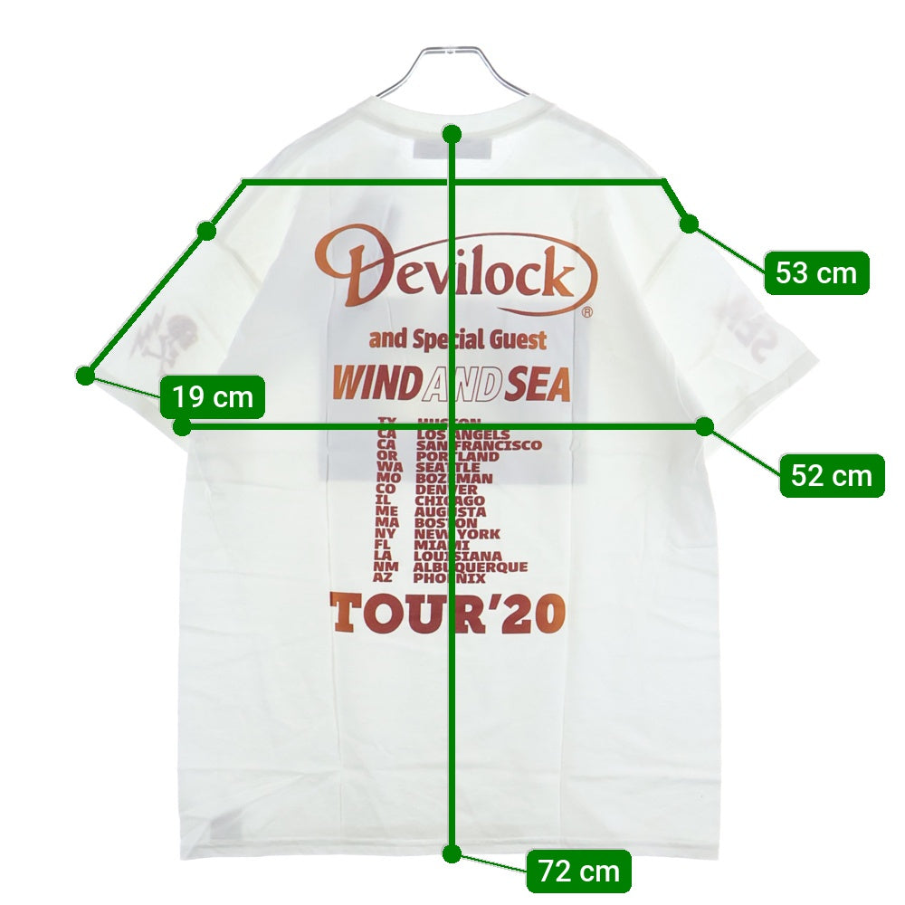 WIND AND SEA(ウィンダンシー) 20SS ×Devilock Tour T-SHIRT デビロック プリント半袖Tシャツ クルーネックカットソー ホワイト DVLK-WDS-03