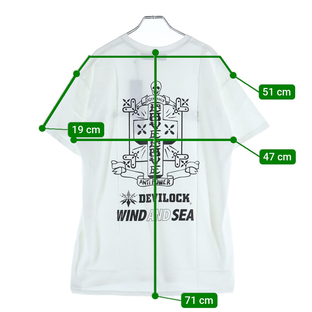 WIND AND SEA(ウィンダンシー) 20SS ×Devilock T-SHIRT デビロック プリント半袖Tシャツ クルーネックカットソー ホワイト DVLK-WDS-06