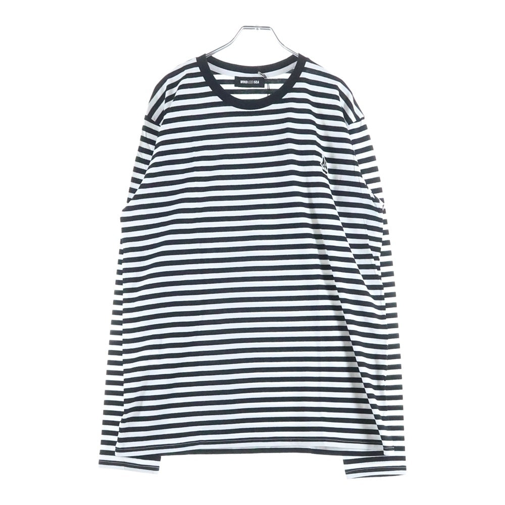 WIND AND SEA(ウィンダンシー) WDS(sail-boat)BORDERL/ST-SHIRT ボーダー コットンクルーネック長袖カットソー ロンT ブラック/ホワイト WDS-20A-CS-03