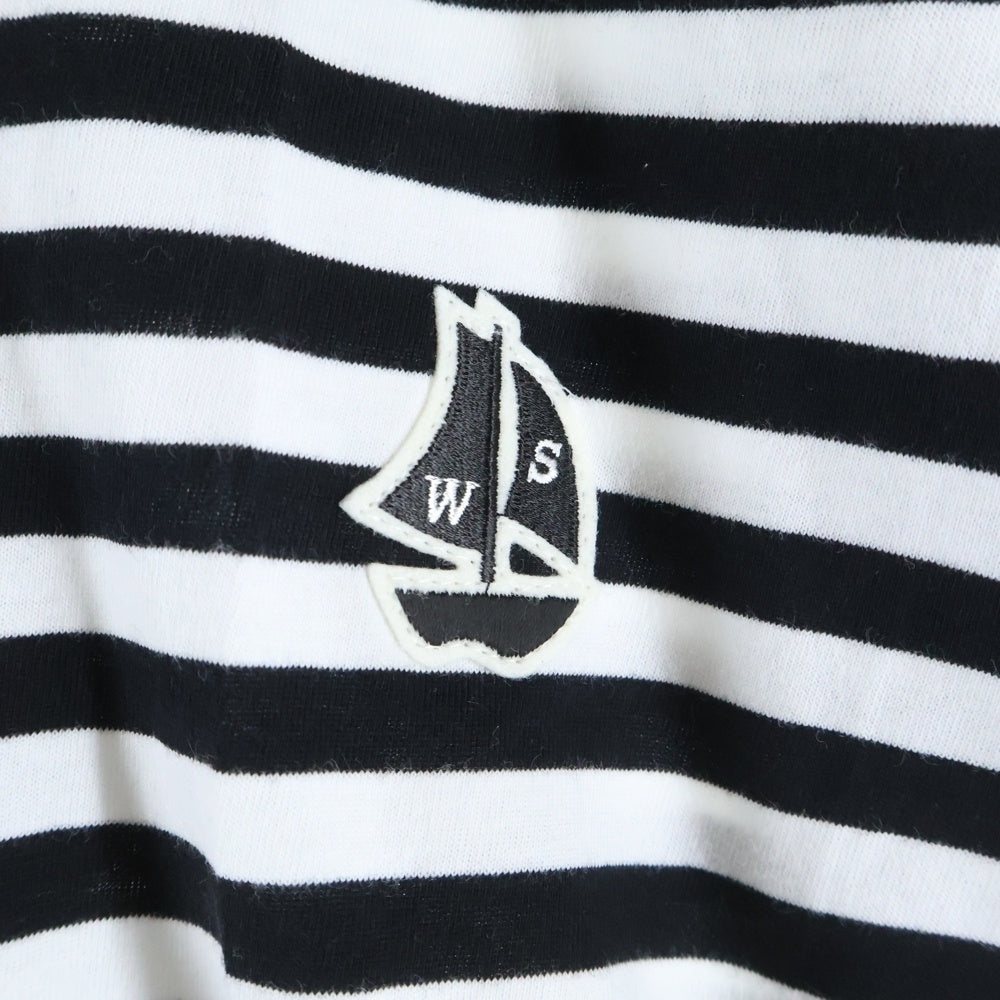 WIND AND SEA(ウィンダンシー) WDS(sail-boat)BORDERL/ST-SHIRT ボーダー コットンクルーネック長袖カットソー ロンT ブラック/ホワイト WDS-20A-CS-03