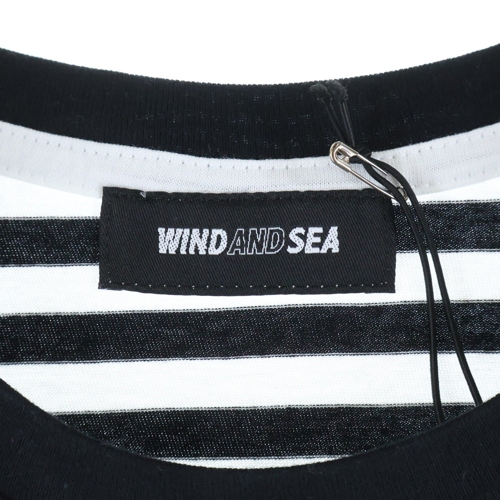 WIND AND SEA(ウィンダンシー) WDS(sail-boat)BORDERL/ST-SHIRT ボーダー コットンクルーネック長袖カットソー ロンT ブラック/ホワイト WDS-20A-CS-03