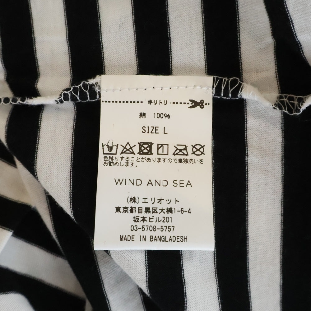 WIND AND SEA(ウィンダンシー) WDS(sail-boat)BORDERL/ST-SHIRT ボーダー コットンクルーネック長袖カットソー ロンT ブラック/ホワイト WDS-20A-CS-03