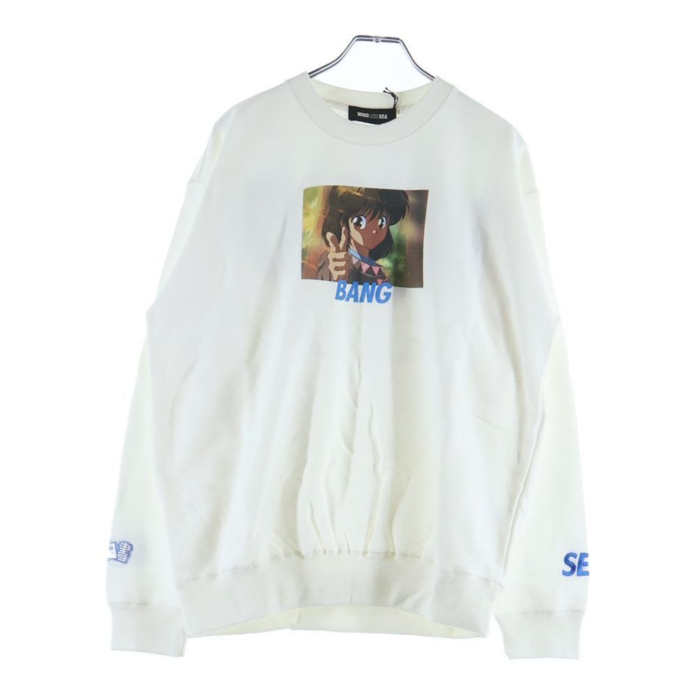 WIND AND SEA(ウィンダンシー) 22SS×YYHS Crewneck 幽遊白書 プリント クルーネック スウェットトレーナー ホワイト WDS-YYHS-03