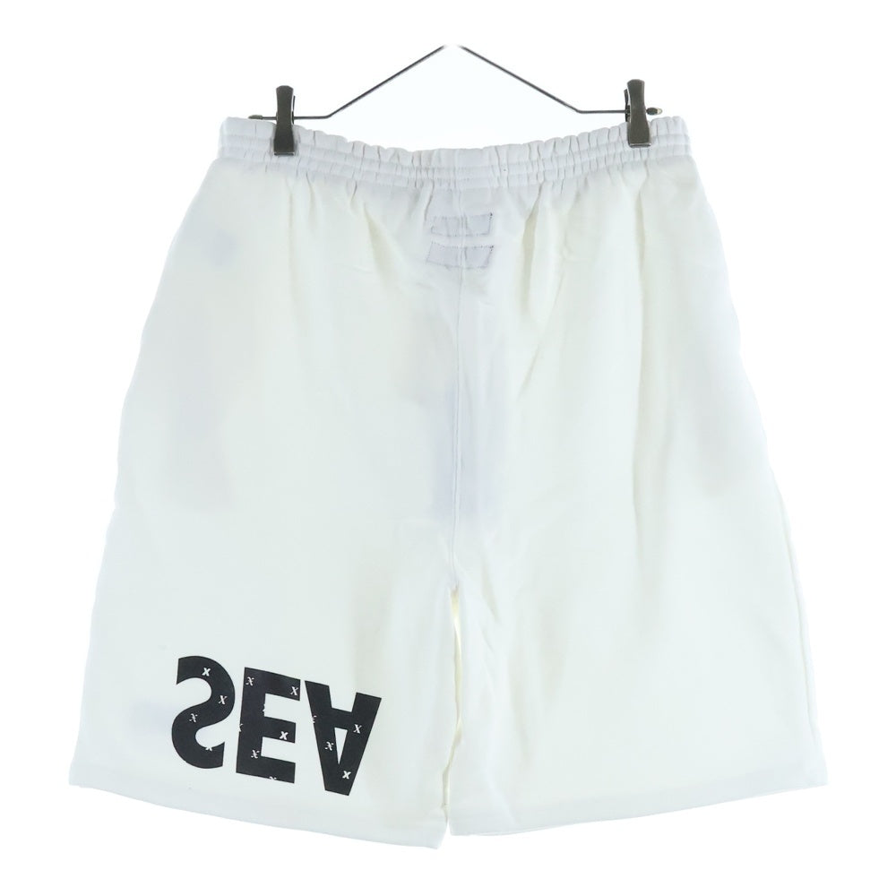 GOD SELECTION XXX(ゴッドセレクショントリプルエックス) 20SS×WIND AND SEA ウィンダンシー ロゴプリント スウェットショートパンツ ホワイト GX-S20-WSSP-05