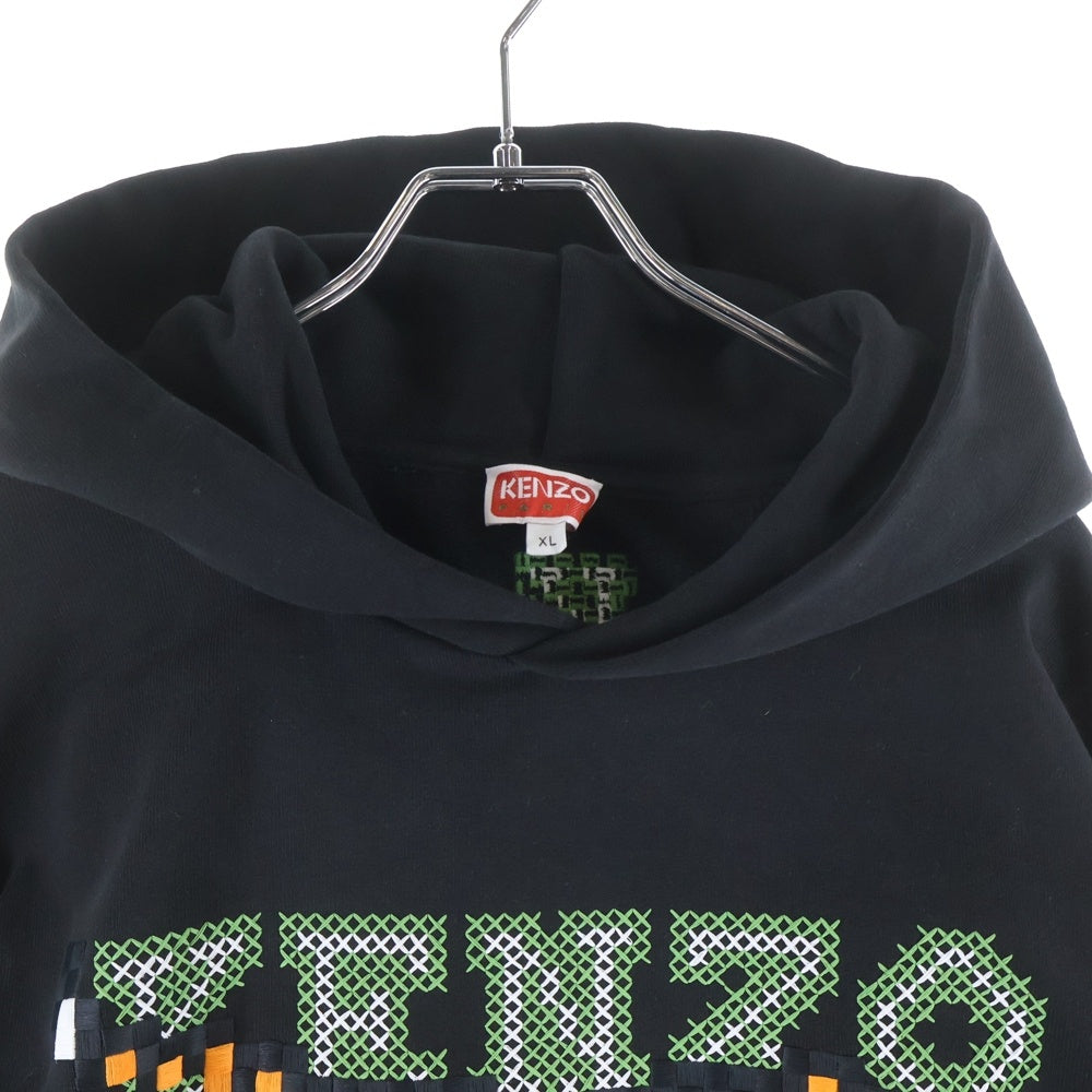 KENZO(ケンゾー) フロント刺繍ロゴ プルオーバーパーカー ブラック