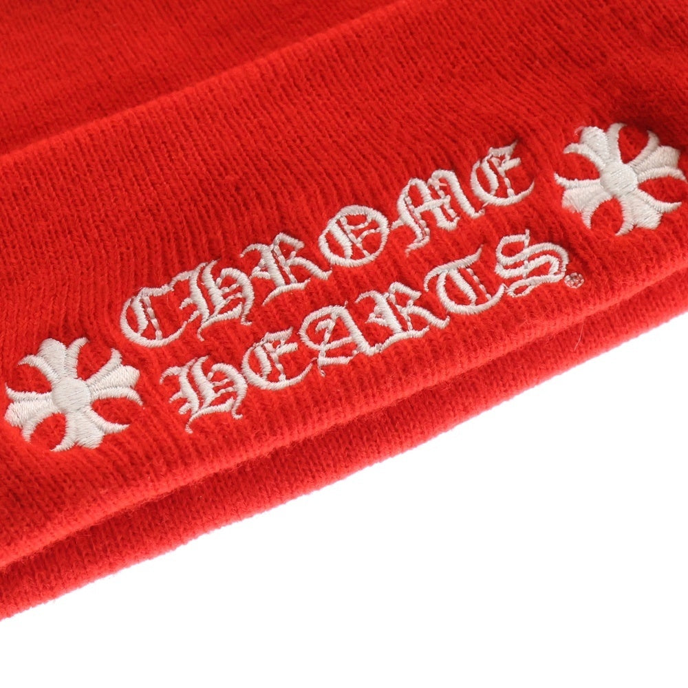 CHROME HEARTS(クロムハーツ) WATCH CAP ワッチキャップ ロゴ刺繍ビーニー ニットキャップ 帽子 レッド