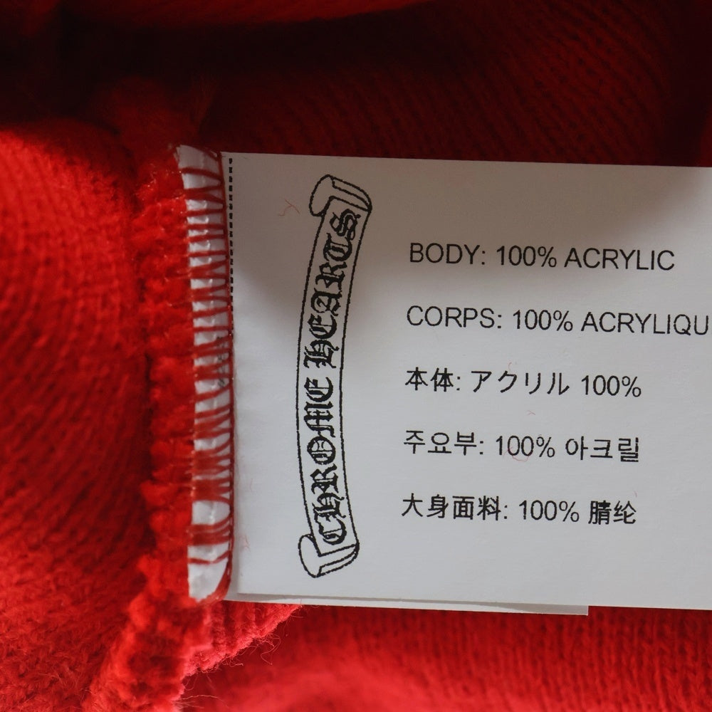 CHROME HEARTS(クロムハーツ) WATCH CAP ワッチキャップ ロゴ刺繍ビーニー ニットキャップ 帽子 レッド