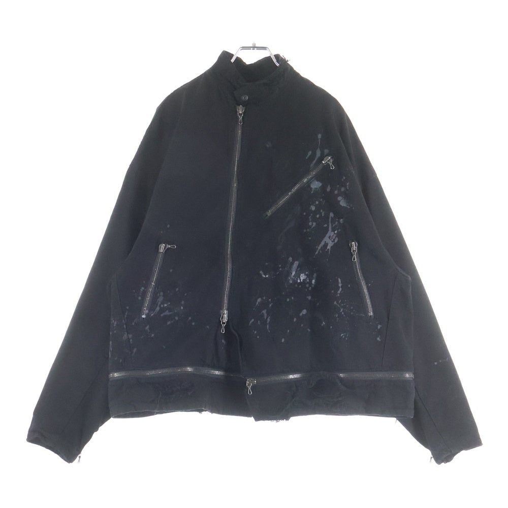 JULIUS(ユリウス) 23SS ダメージペインテッド ジップアップ デニムジャケット ブラック 807BLM4-BK