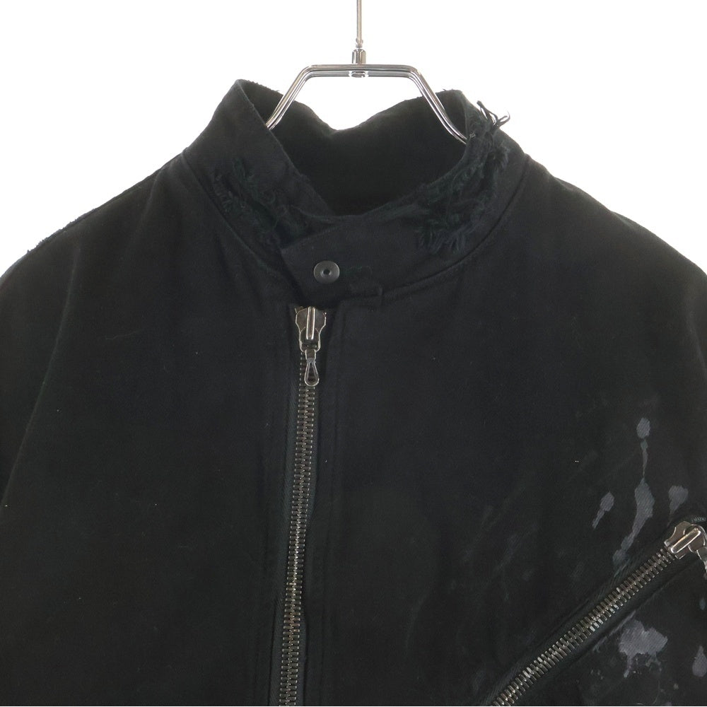 JULIUS(ユリウス) 23SS ダメージペインテッド ジップアップ デニムジャケット ブラック 807BLM4-BK