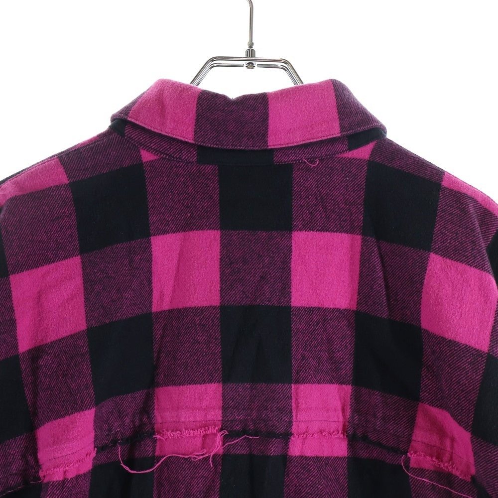 Palm Angels(パームエンジェルス) Oversize Check Shirt PMGA079F21FAB001 バックプリント オーバーサイズ チェック柄 ロングスリーブ長袖シャツ ブラック/ピンク