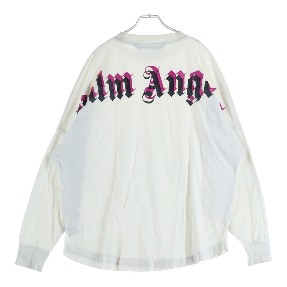 Palm Angels(パームエンジェルス) ネックロゴ クルーネックロングスリーブ長袖Tシャツ PMAB001S21JER001 ホワイト