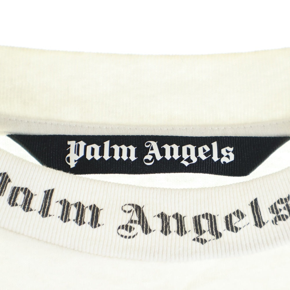 Palm Angels(パームエンジェルス) ネックロゴ クルーネックロングスリーブ長袖Tシャツ PMAB001S21JER001 ホワイト