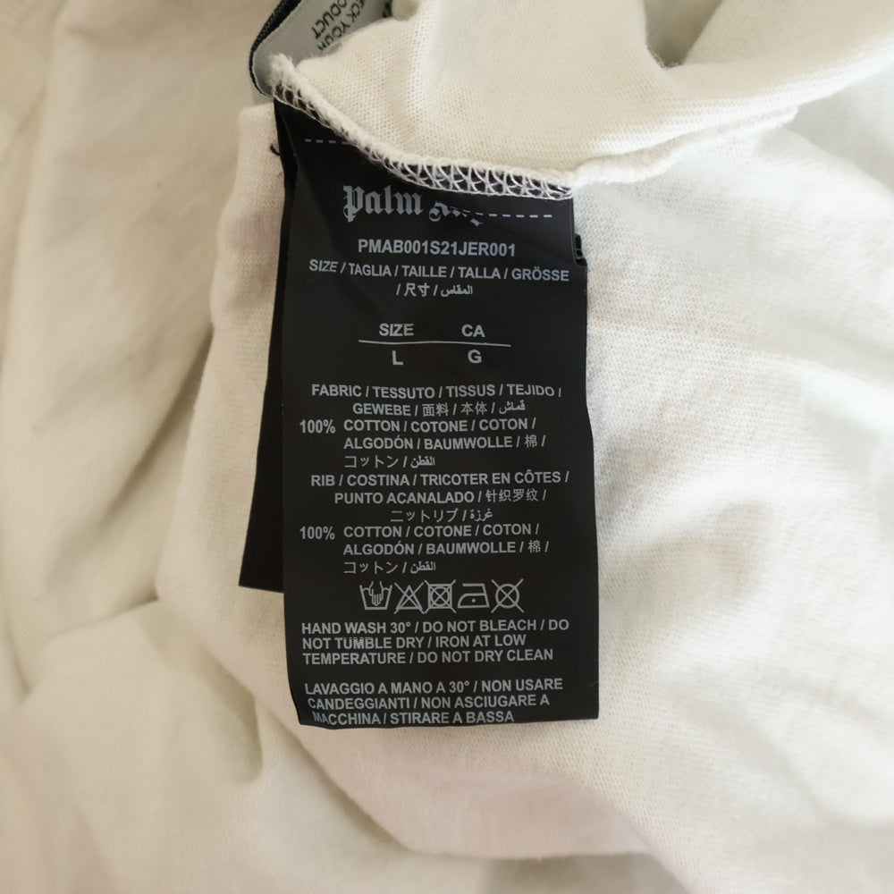 Palm Angels(パームエンジェルス) ネックロゴ クルーネックロングスリーブ長袖Tシャツ PMAB001S21JER001 ホワイト