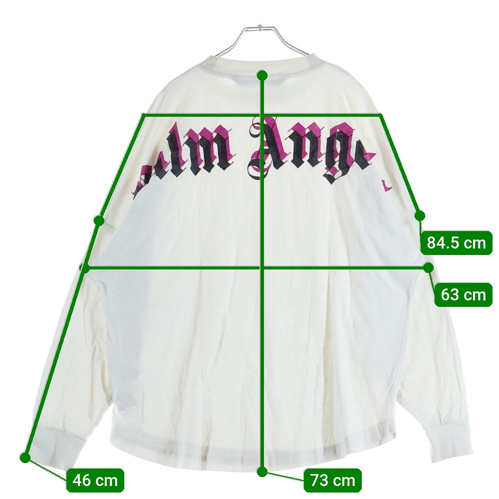 Palm Angels(パームエンジェルス) ネックロゴ クルーネックロングスリーブ長袖Tシャツ PMAB001S21JER001 ホワイト