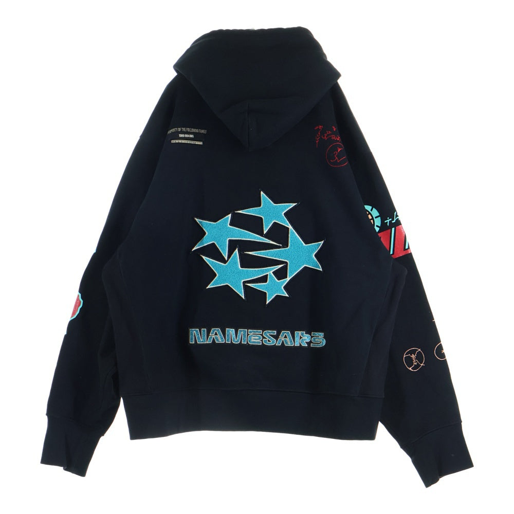 NAMESAKE(ナメサケ) SAVE HOODIE ロゴ刺繍 プルオーバーフーディーパーカー ブラック