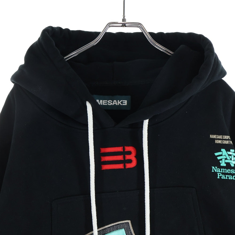 NAMESAKE(ナメサケ) SAVE HOODIE ロゴ刺繍 プルオーバーフーディーパーカー ブラック
