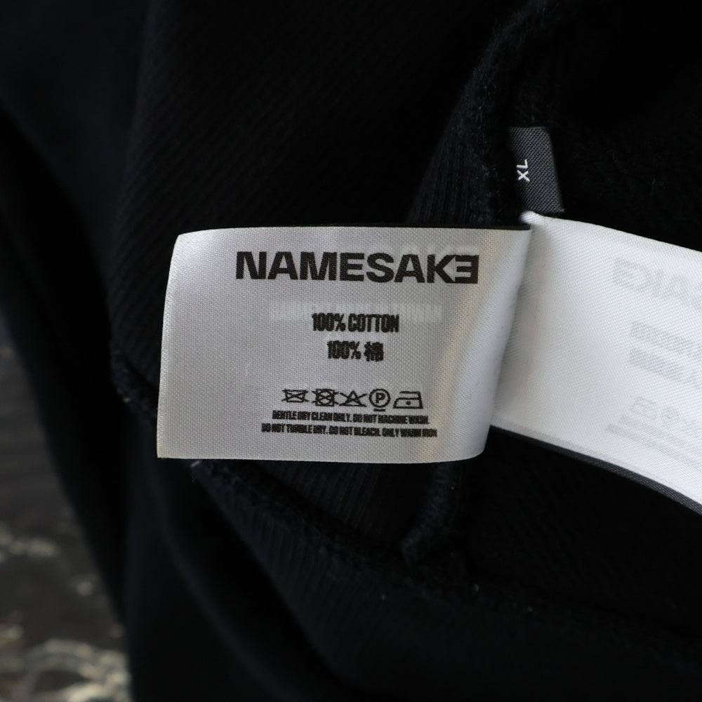 NAMESAKE(ナメサケ) SAVE HOODIE ロゴ刺繍 プルオーバーフーディーパーカー ブラック
