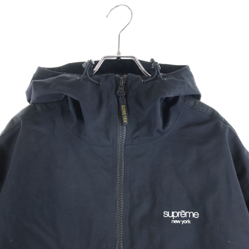SUPREME(シュプリーム) 25SS GORE-TEX Stripe Hooded Jacket ゴアテックス サイドストライプ クラシックロゴ刺繍 フーデッド ジップアップジャケット ブラック