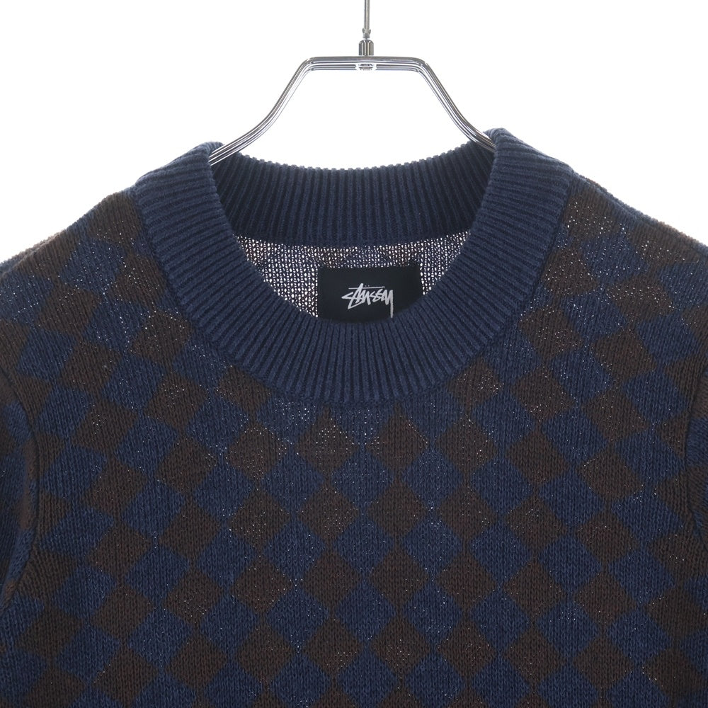 STUSSY(ステューシー) 総柄 ニットワンピース ブラウン/ブルー レディース
