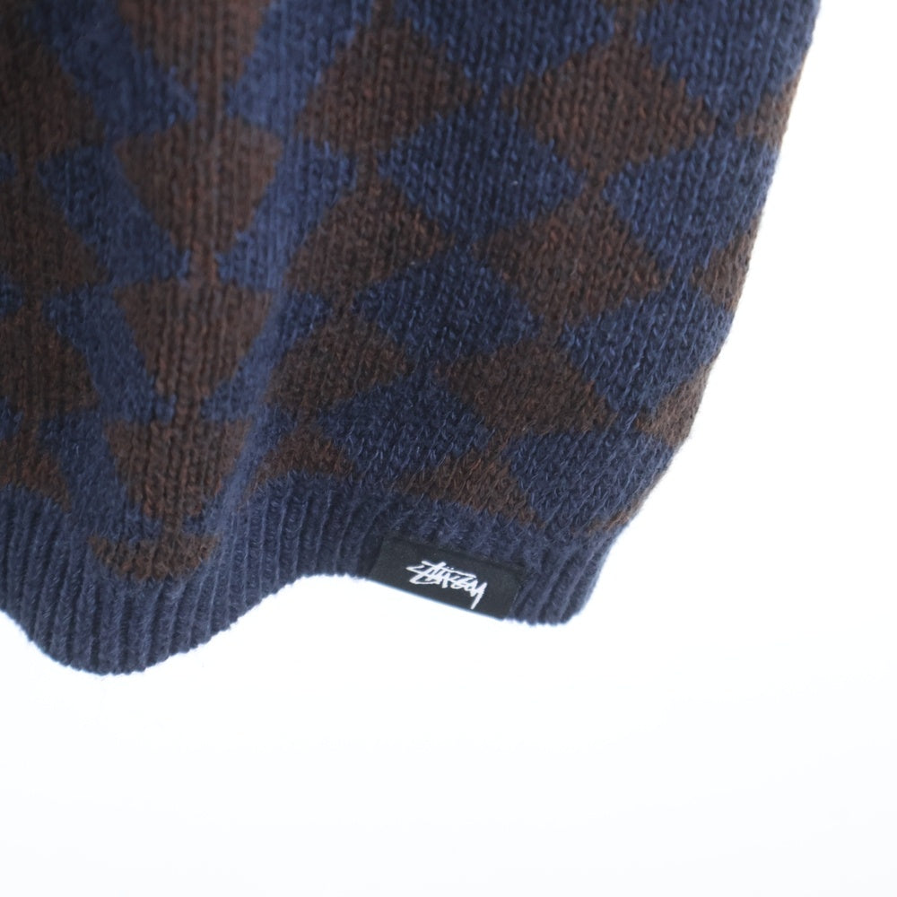 STUSSY(ステューシー) 総柄 ニットワンピース ブラウン/ブルー レディース