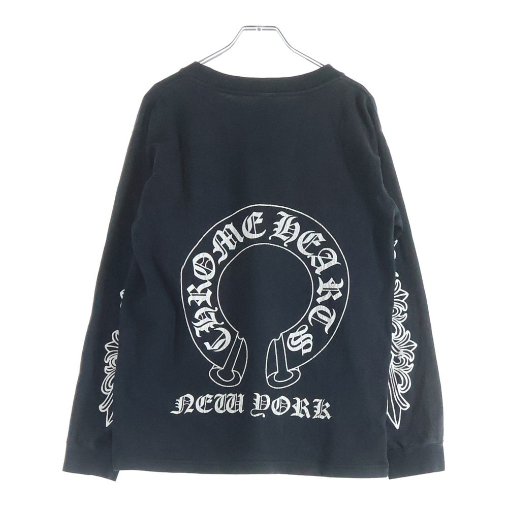 CHROME HEARTS(クロムハーツ) OLD NEW YORK Horseshoe L/S Tee オールド ニューヨーク限定 ホースシュープリント 長袖Tシャツ ロングスリーブカットソー ブラック