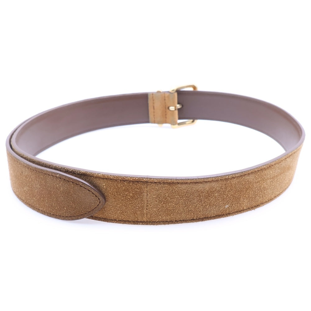 miumiu(ミュウミュウ) スウェード ロゴバックルベルト レザー ブラウン レディース