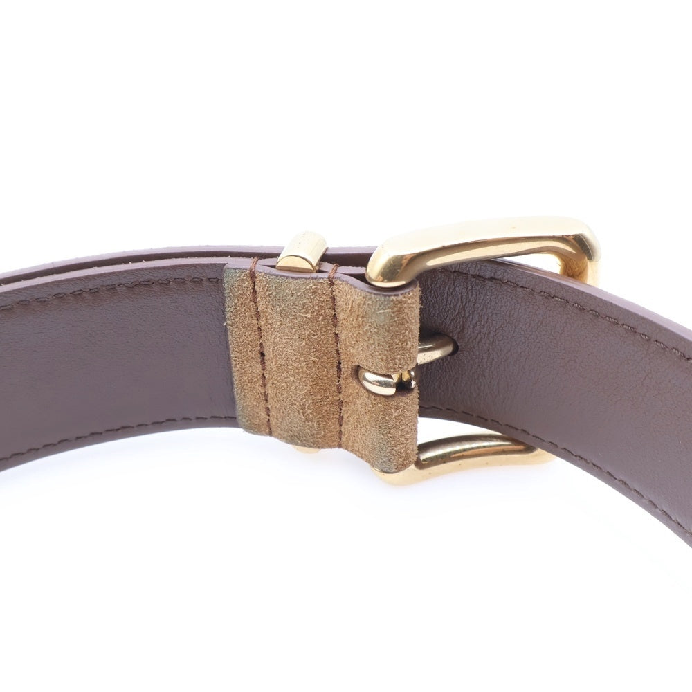 miumiu(ミュウミュウ) スウェード ロゴバックルベルト レザー ブラウン レディース