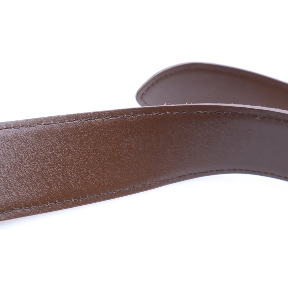 miumiu(ミュウミュウ) スウェード ロゴバックルベルト レザー ブラウン レディース