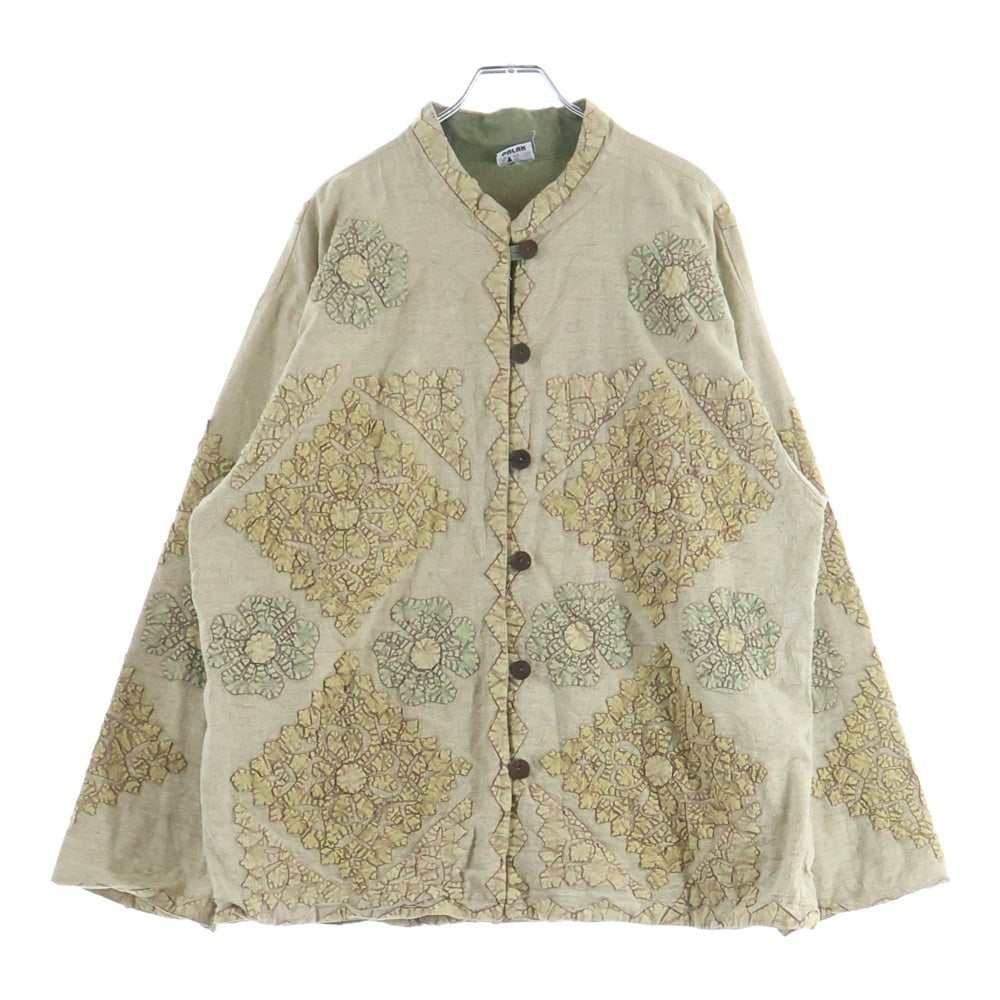 PALAK(パラック) フラワーデザイン コットン 長袖シャツ ベージュ