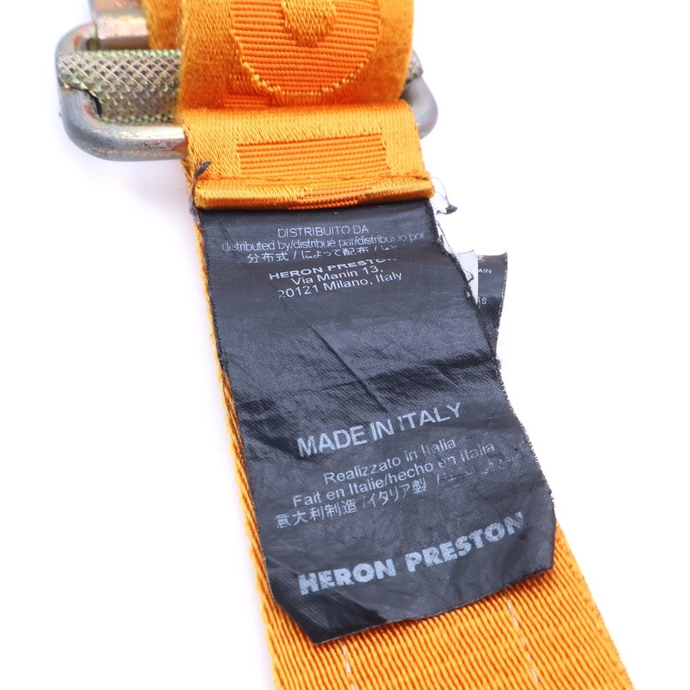 HERON PRESTON(ヘロンプレストン) ロゴ刺繍 バックルベルト オレンジ