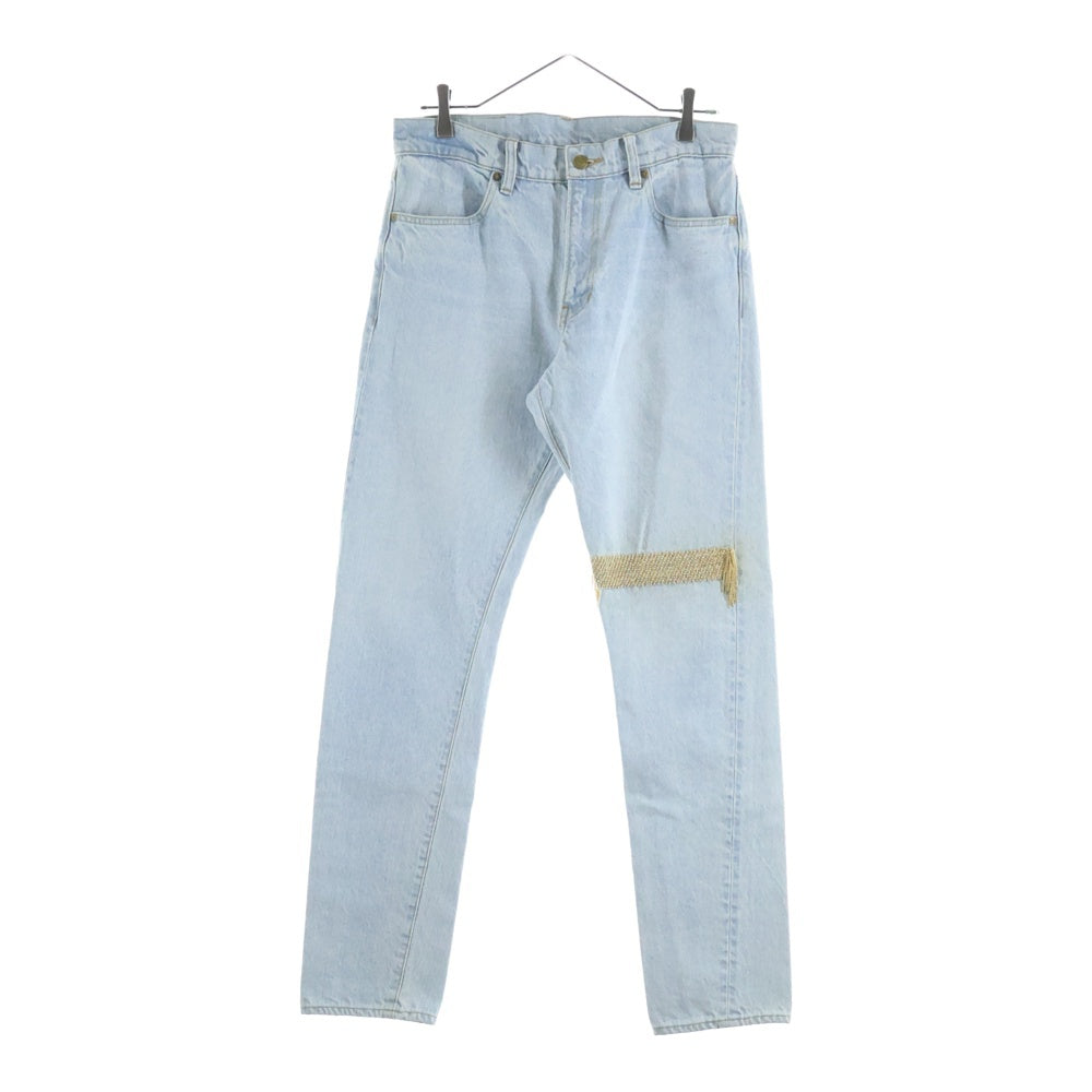 NO BRAND(ノーブランド) and yellow(アンドイエロー) チェーンデザイン ジップフライデニムパンツ 3001-212-M2001 インディゴブルー