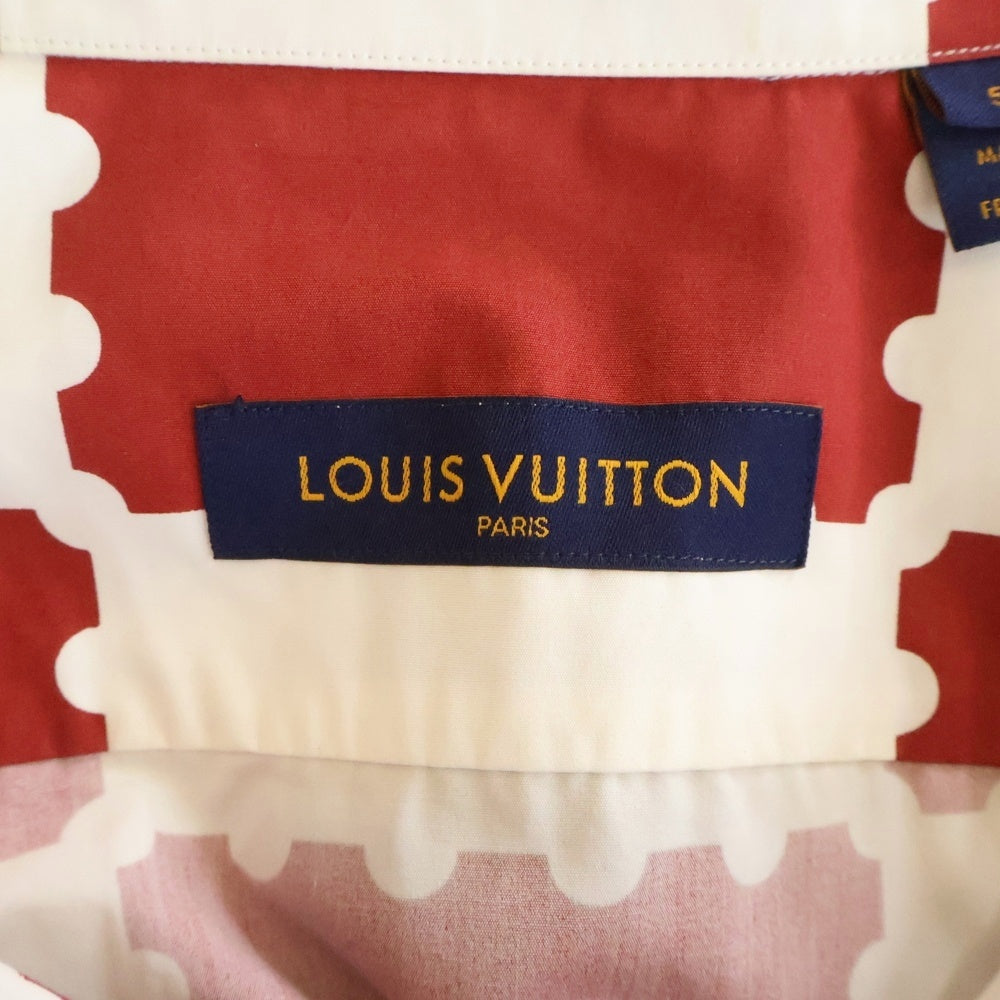 LOUIS VUITTON(ルイヴィトン) 22SS NIGO ジャイアント ダミエ ショートスリーブ シャツ レッド/ホワイト RM221M JM7 HMS05W
