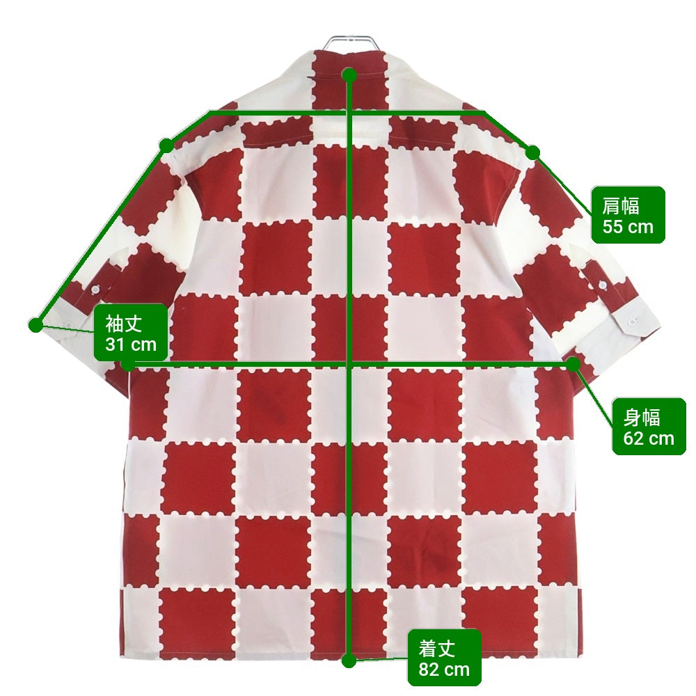 LOUIS VUITTON(ルイヴィトン) 22SS NIGO ジャイアント ダミエ ショートスリーブ シャツ レッド/ホワイト RM221M JM7 HMS05W
