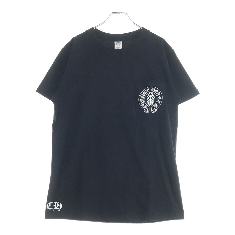 CHROME HEARTS(クロムハーツ) American Flag Vine Dagger Horseshoe Tee アメリカンフラッグ ヴァインダガーホースシュー Tシャツ 半袖カットソー 胸ポケット 星条旗 ホースシュー ブラック
