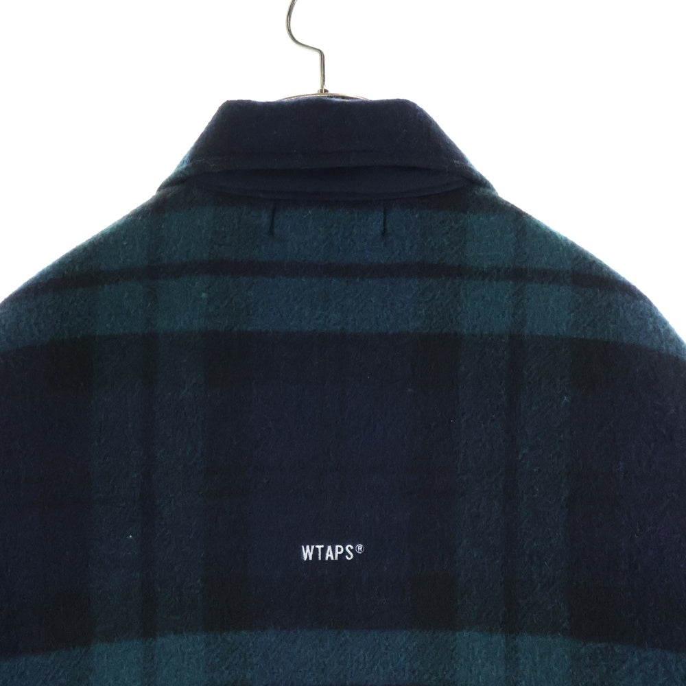 WTAPS(ダブルタップス) 25AW WRECKER JACKET WOPL MELTON TEXTILE 252TQDT-JKM03 チェック柄 ウール ジップアップジャケット ブルゾン ネイビー