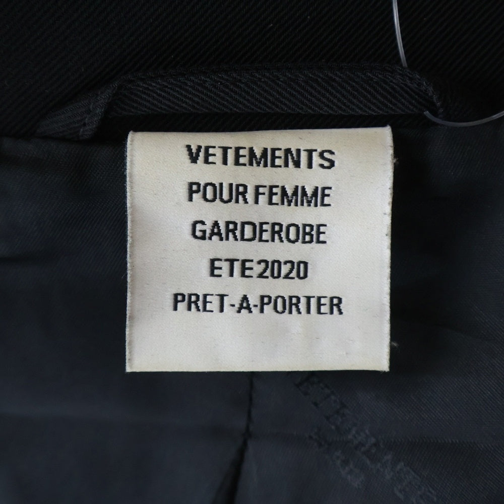 VETEMENTS(ヴェトモン) 20SS GOTHIC LOGO EMBROIDERED JACKET SS20JA143 ゴシック アームロゴ テーラード ジャケット ブラック