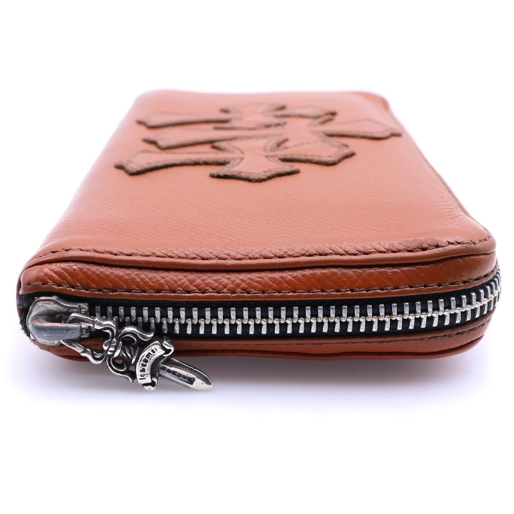 CHROME HEARTS(クロムハーツ) REC F ZIP 3セメタリークロスパッチ ダガージップ ラウンドファスナーウォレット 長財布 ブラウン