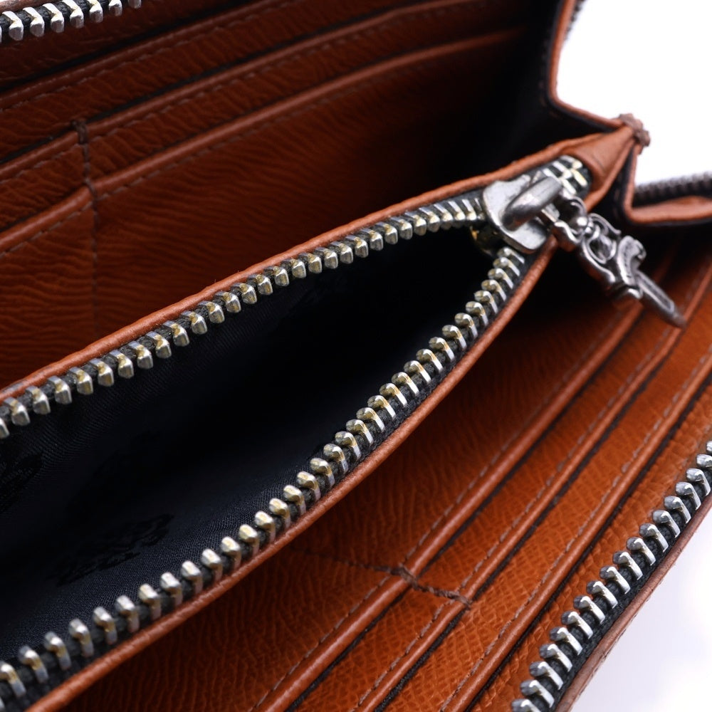 CHROME HEARTS(クロムハーツ) REC F ZIP 3セメタリークロスパッチ ダガージップ ラウンドファスナーウォレット 長財布 ブラウン