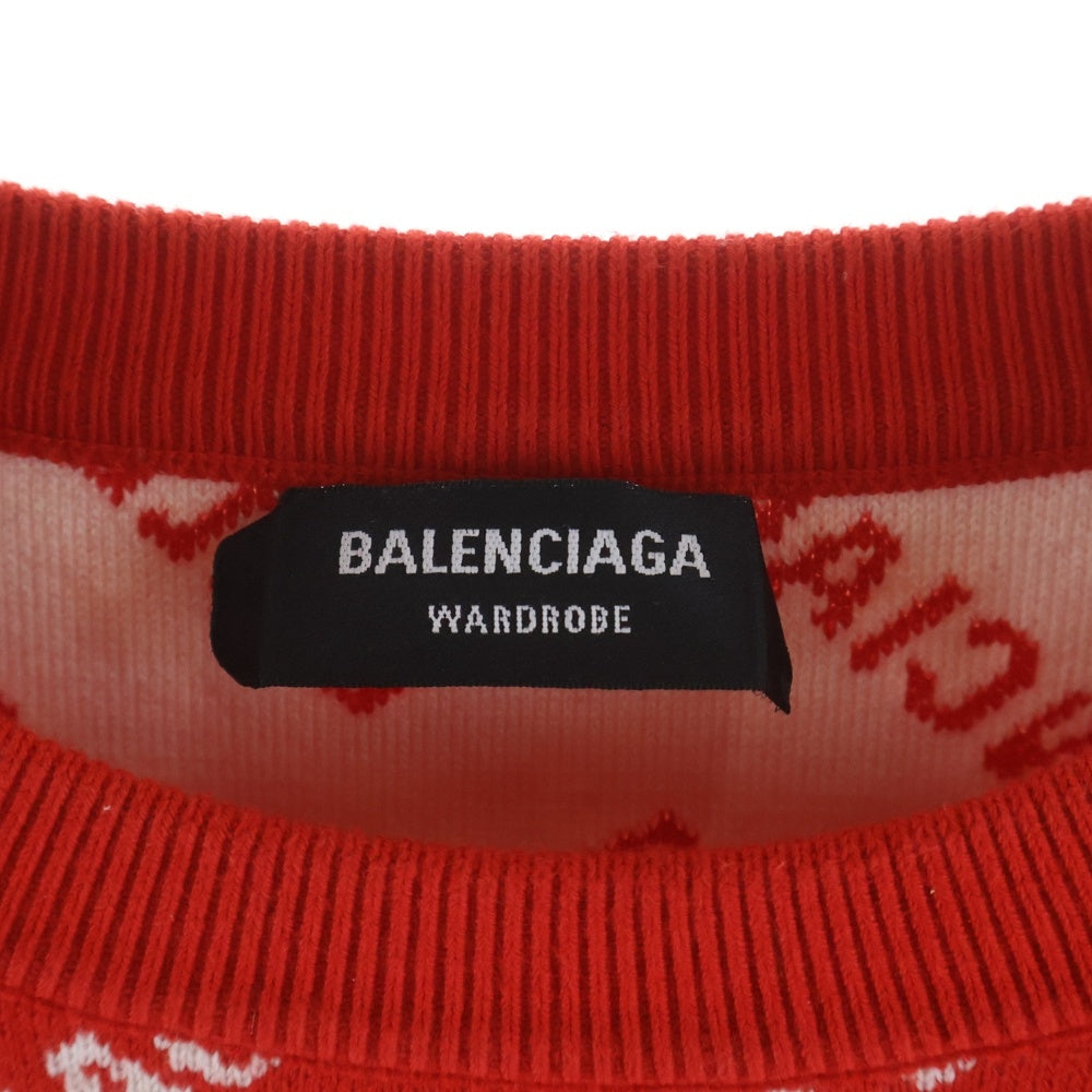 BALENCIAGA(バレンシアガ) 22AW オーバーロゴニットセーター レッド 702952 T3233
