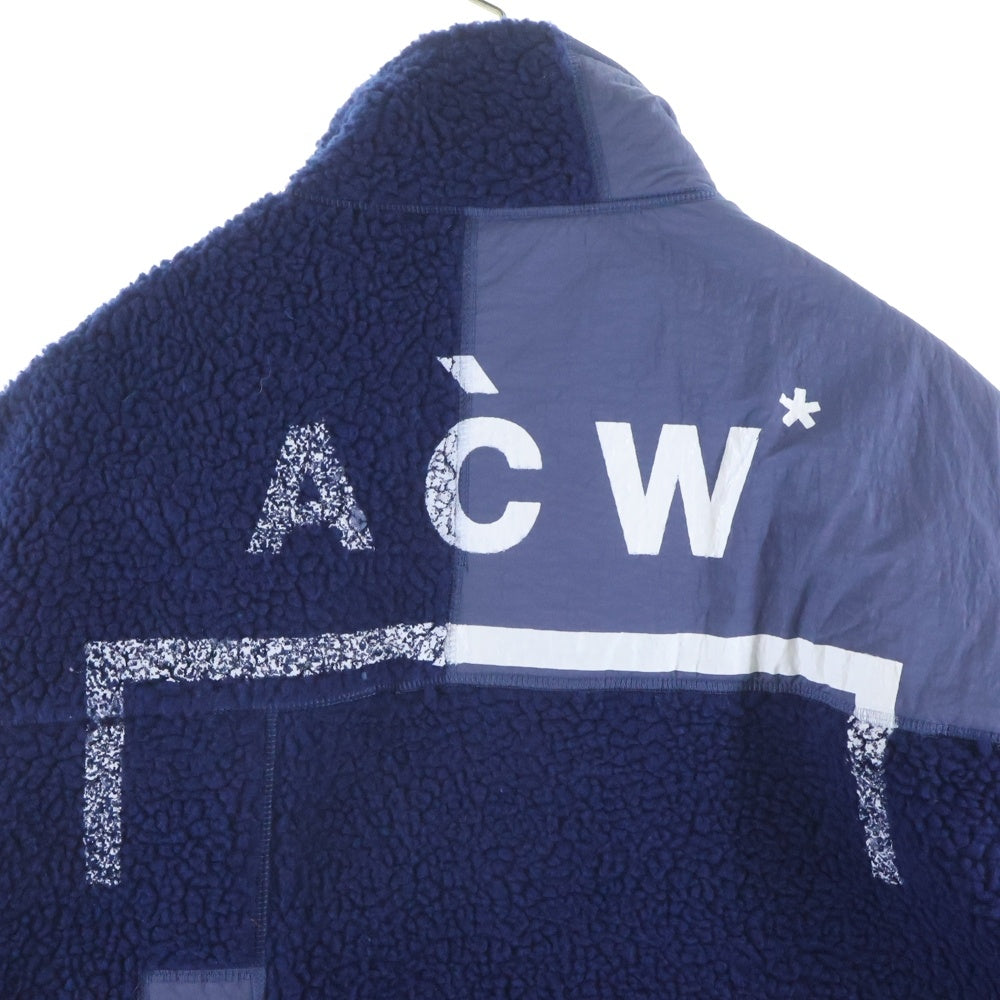A-COLD-WALL(アコールドウォール) 23AW Bonded Axis Fleece ペンキロゴ フリースボア プルオーバージャケット ネイビー